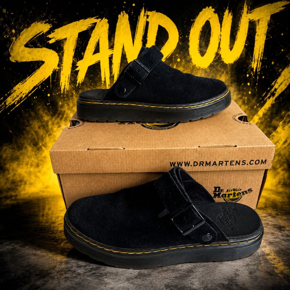 Dr. Martens Carlson Black Suede Mule Clogs EU 38 Women’s 7 With Box